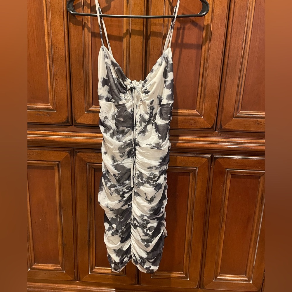 Cotton Candy Black and White Tie-Dye Dress
